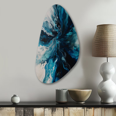 Codei - Abstract Irregular Shape Metal Print Wall Art, Teal Asymmetrical Metal Wall Decor