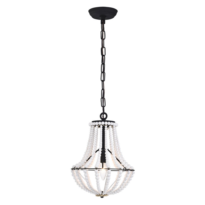 Lustre suspendu bohémien à perles blanches 11 pouces Rosa