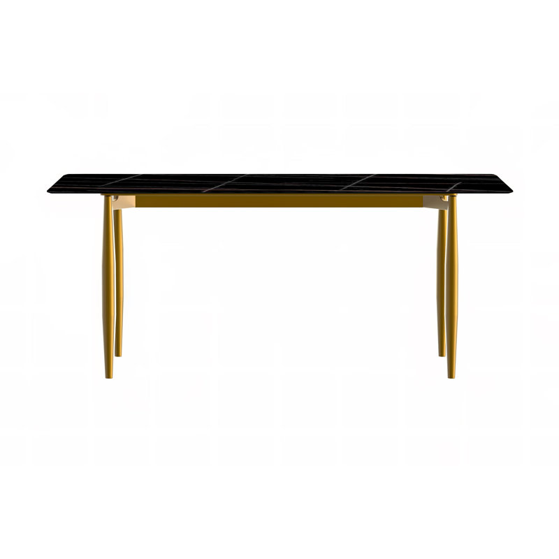 Metal Base Dining Table, 55.11" W x 31.5" L, Black/Gold