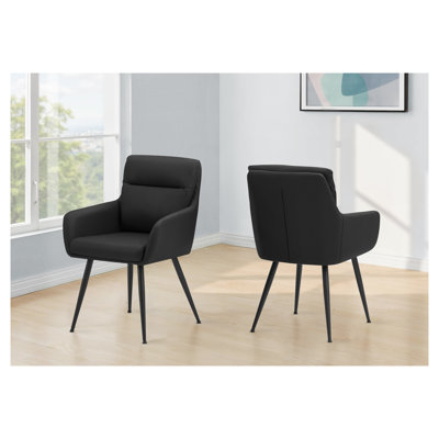 Ensemble de 2 chaises de salle à manger en métal noir avec revêtement en similicuir, d'une hauteur de 34,25 po
