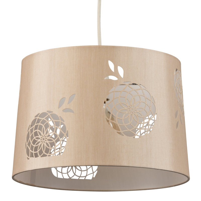 20cm H Polyester Drum Lamp Shade ( Uno ), Beige/Gold