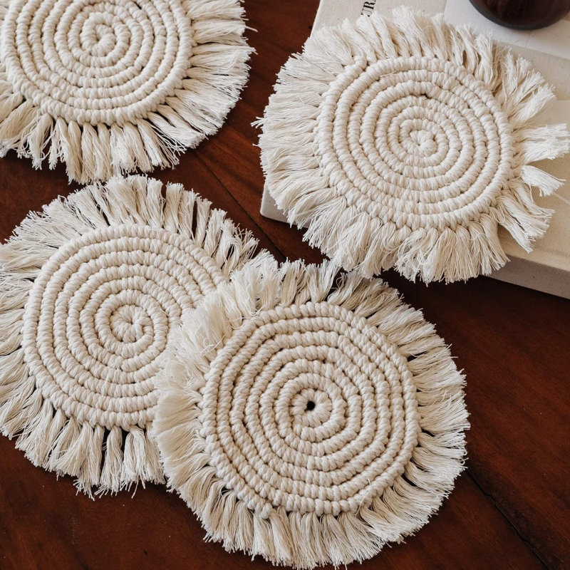 Sous-verre en macramé, Crème