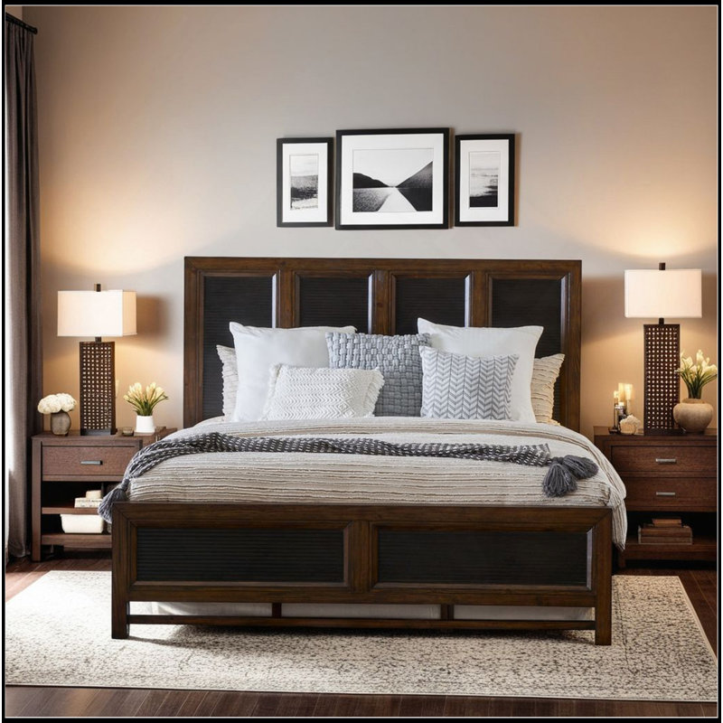 Panel Bed, Two-Tone Finish, Queen