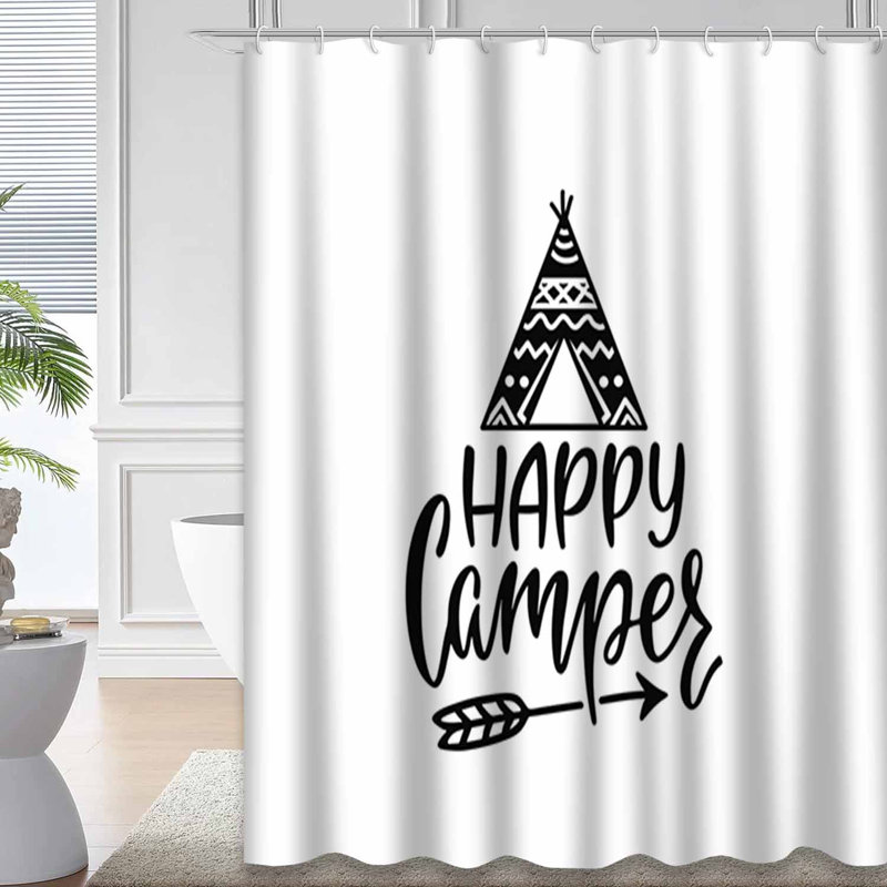 Rideau de douche avec 12 crochets Happy Camper, L 72 po x l 78 po