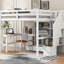 Lit mezzanine double blanc avec bureau en L, tiroirs pratiques, armoire et escalier de rangement compact