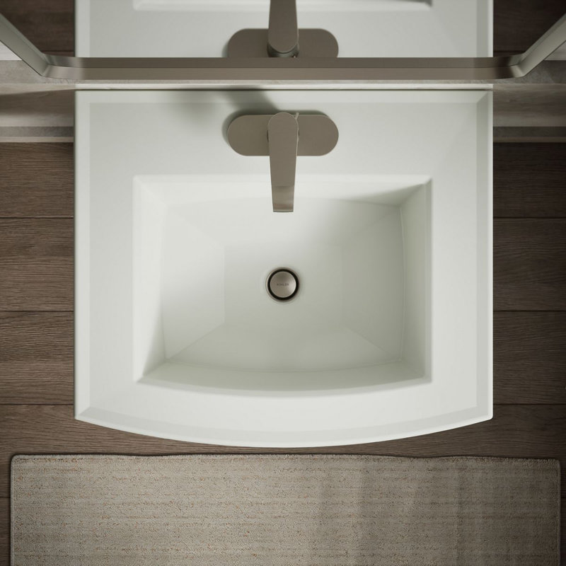 Archer 24" Rectangular Pedestal Bathroom Sink with Widespread Faucet Holes, 4" Centers, Dune