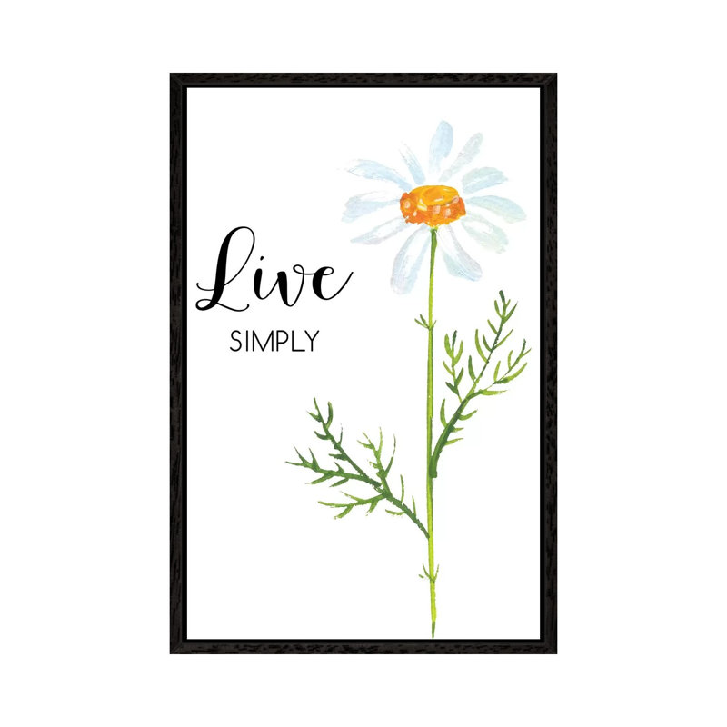 Live Simply - Painting on Canvas, 101.6cm H x 66.04cm W x 3.81cm D, Black Framed