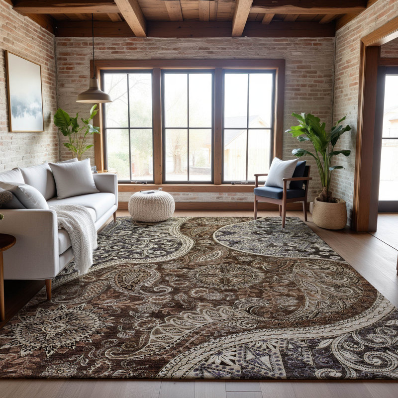 Premium Machine Washable Jamestown AMF1078 Swirl Rug, Rectangle 3' x 5'