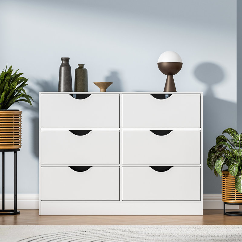 6 Drawers Dresser For Bedroom With 6 Fabric Pu Drawer, Dresser With Large Organizer, Closet Chest Of 6 Drawers For Closet, Living Room, Hallway