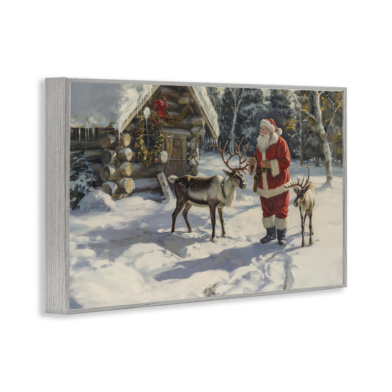 Père Noël et renne, art giclée par Imagine It Images, Estampe numérique Farmhouse, H 20 po x l 30 po