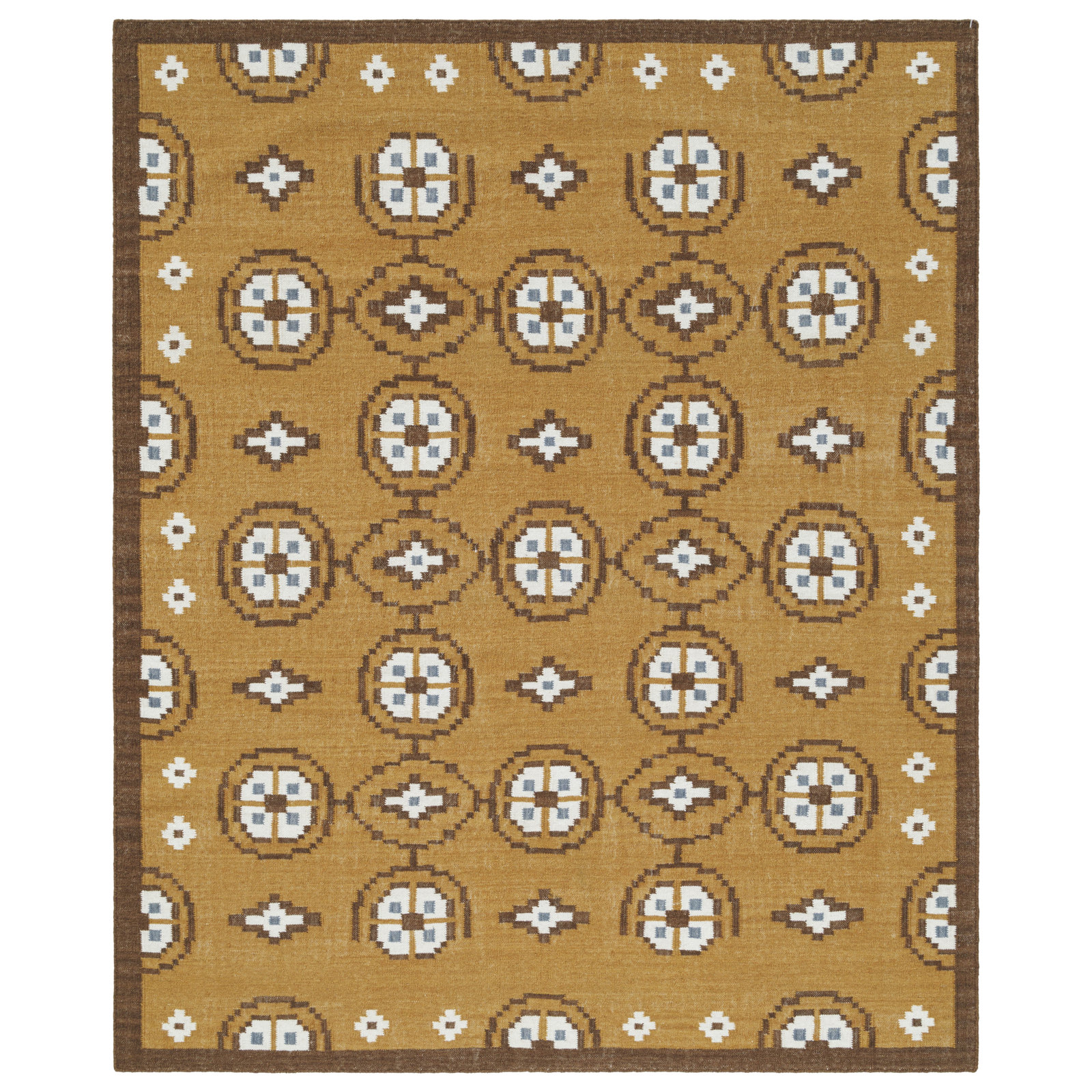 Heidi Flatweave Wool Geometric Scandinavian Rug, Yellow, 5'x8'