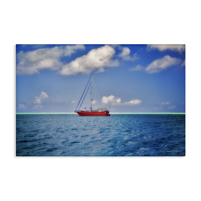 Ship & Cloudy Sea Canvas Wall Art by Dennis Frates