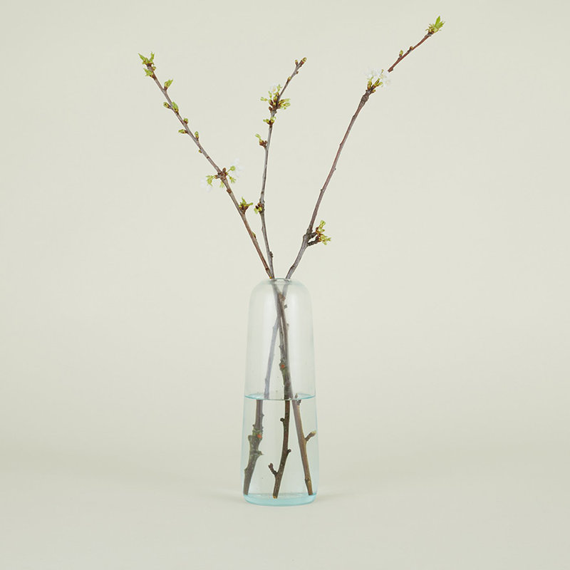 Aurora Handmade Glass Table Vase, 11.5" H x 4" W x 4" D, Sky