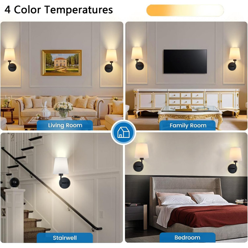 Rechargeable Cordless Wall Sconces Set Of 2 With Dimmable LED Bulb, Remote Control, And 13 Colour Options For Bedroom, Living Room, And Hallway