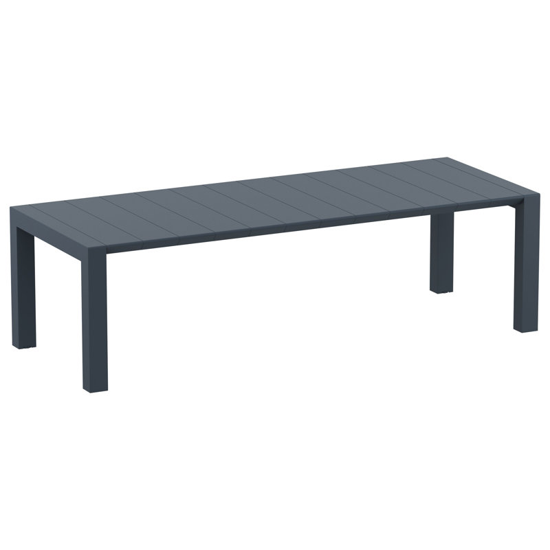 Table de salle à manger extensible en plastique Farrah, Rotin gris, L 39 po x L 102 po x H 29,5 po