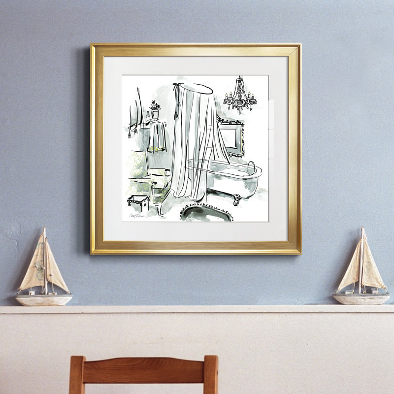 «Opulent Bath I», impression encadrée, Papier encadré doré, H 17,5 po x l 17,5 po x P 1,5 po
