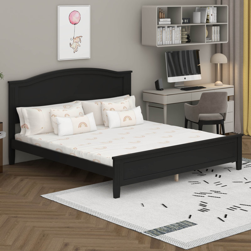 Lit plateforme très grand avec tête de lit, Noir