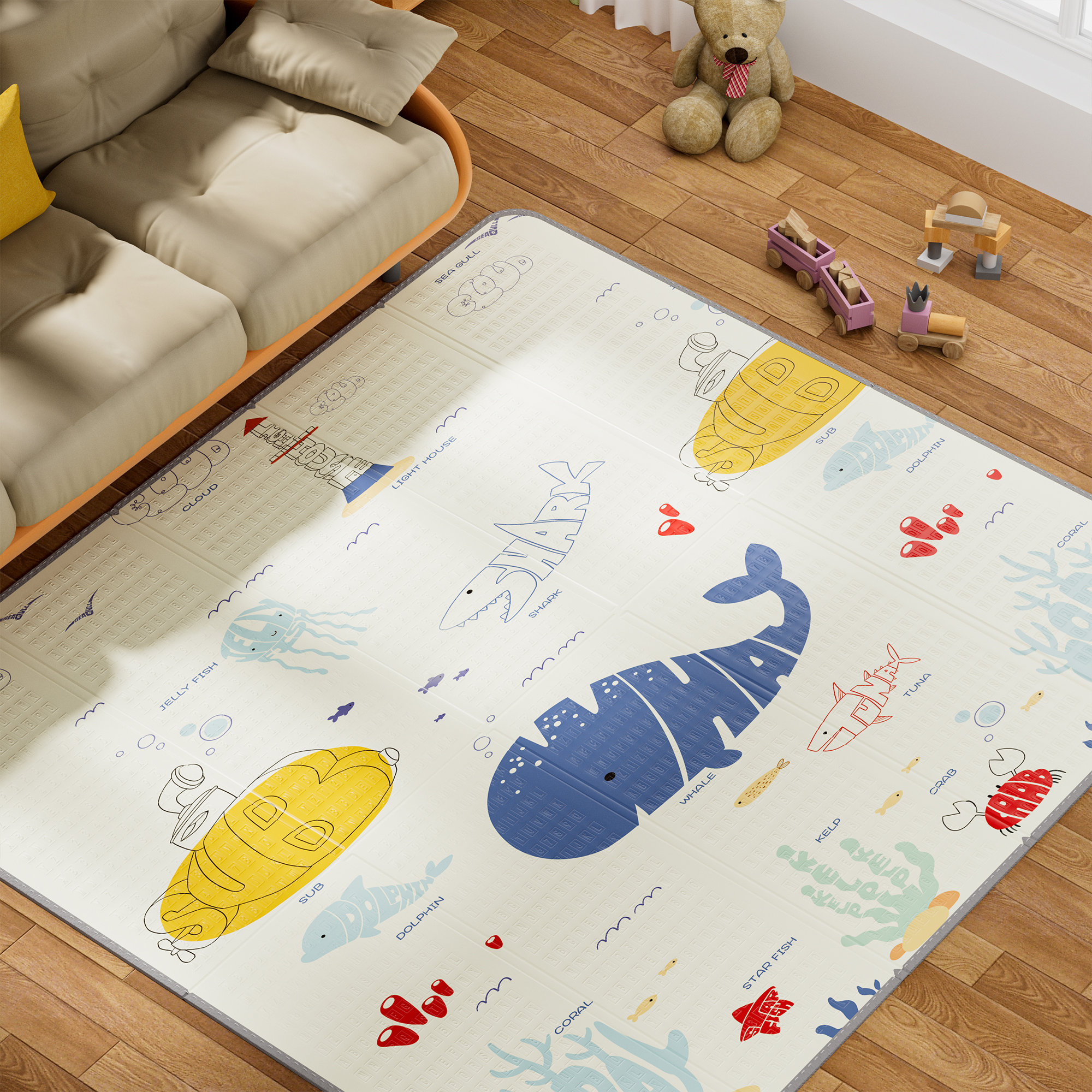 Baby Play Mat for 72'' x 59'' Playpen, Large & Thick Baby Mat for Floor,  Playmat