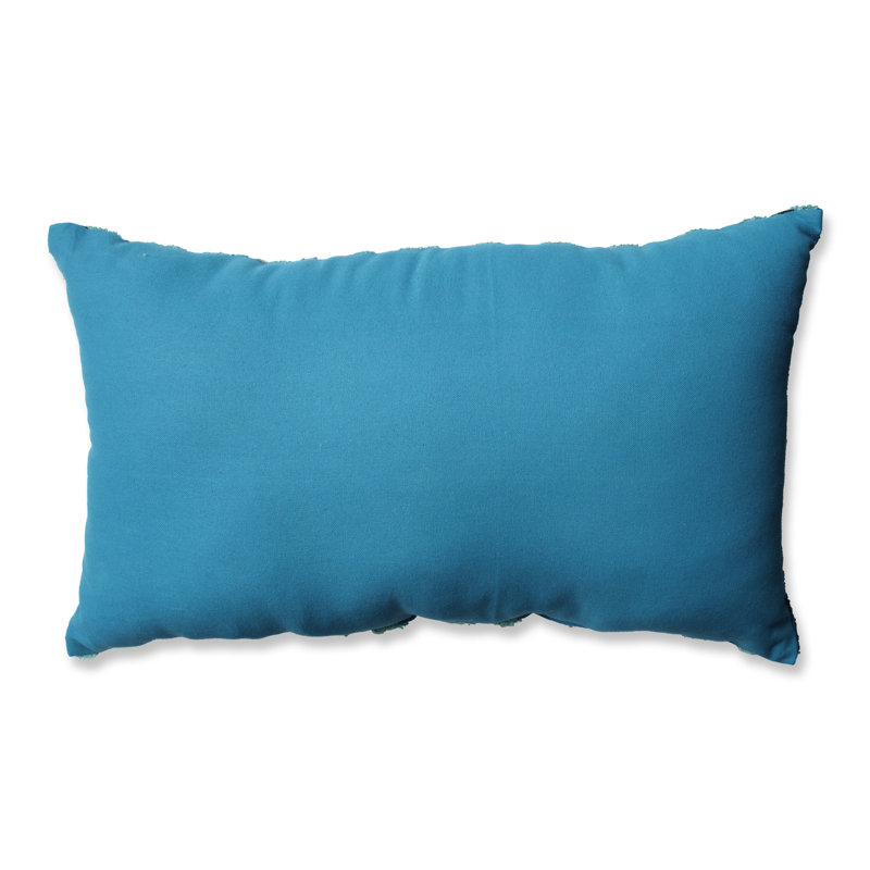 Embroidered Cotton Reversible Throw Pillow, Teal/Blue/Black