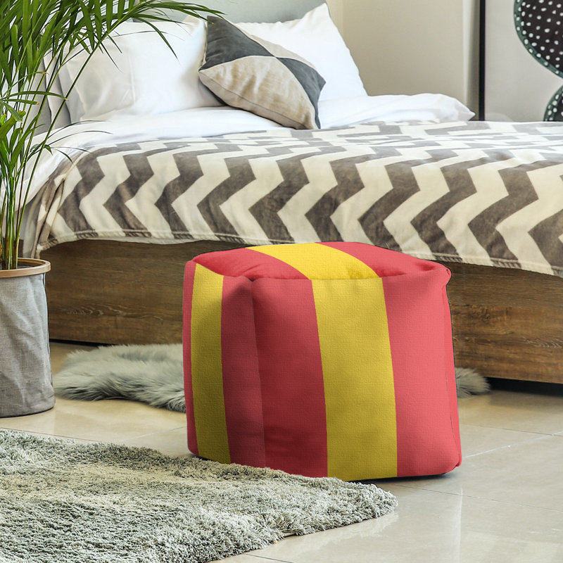 Repose-pieds cube rayures maryland, Rouge / jaune / rouge