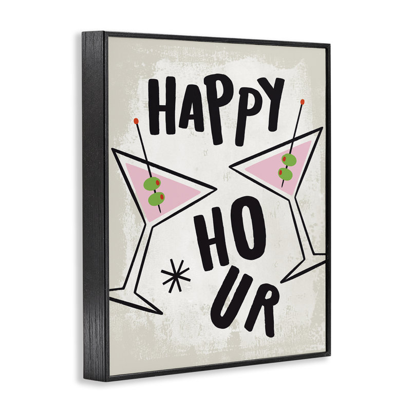 Happy Hour Martinis, estampe numérique encadrée, design par Nina Seven, Giclée encadrée noir minuit, H 30 po x l 24 po