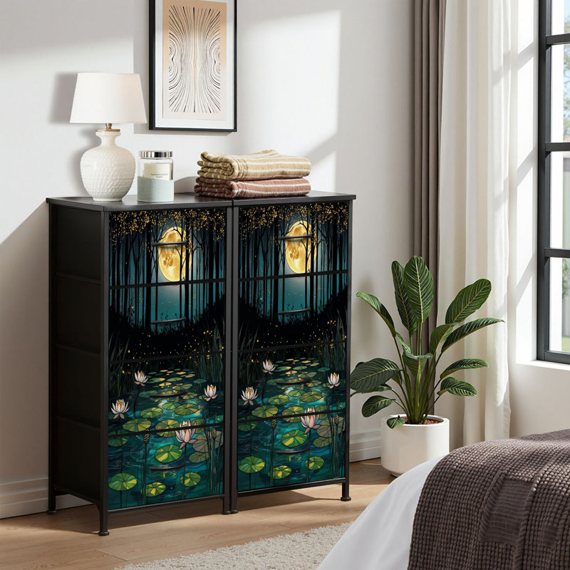 4 Drawer Dresser for Bedroom, Narrow Chest of Drawers, Wooden Top and Study Iron Frame 18"x37.5"-(WxH)