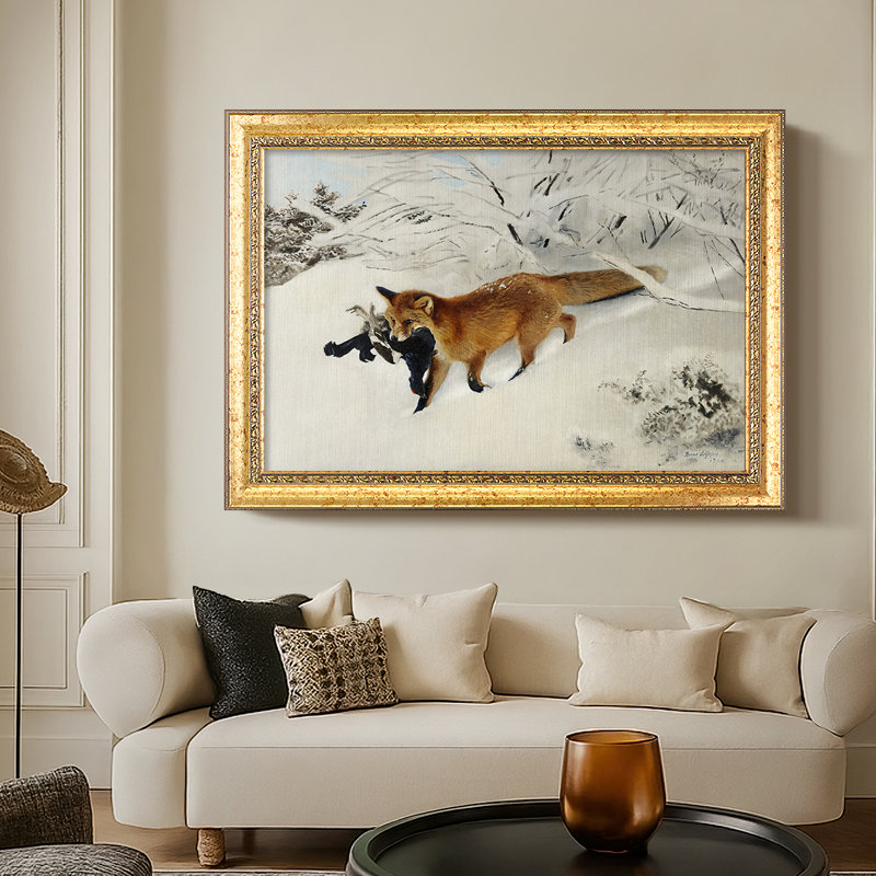 Fox in Snow Landscape (Räv i snölandskap), 1900 - Bruno Liljefors - Toile encadrée sur mesure, Non, 32 x 46