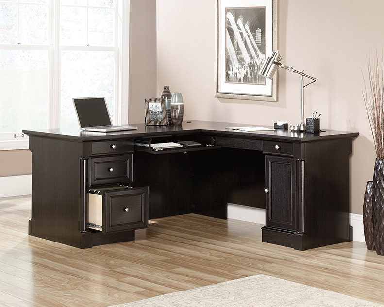 Bureau de direction en L à finition chêne