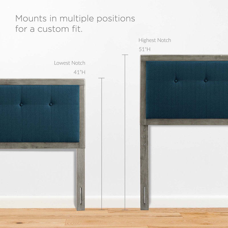 Draper Tufted Fabric and Wood Headboard, Queen, Gray/Azure