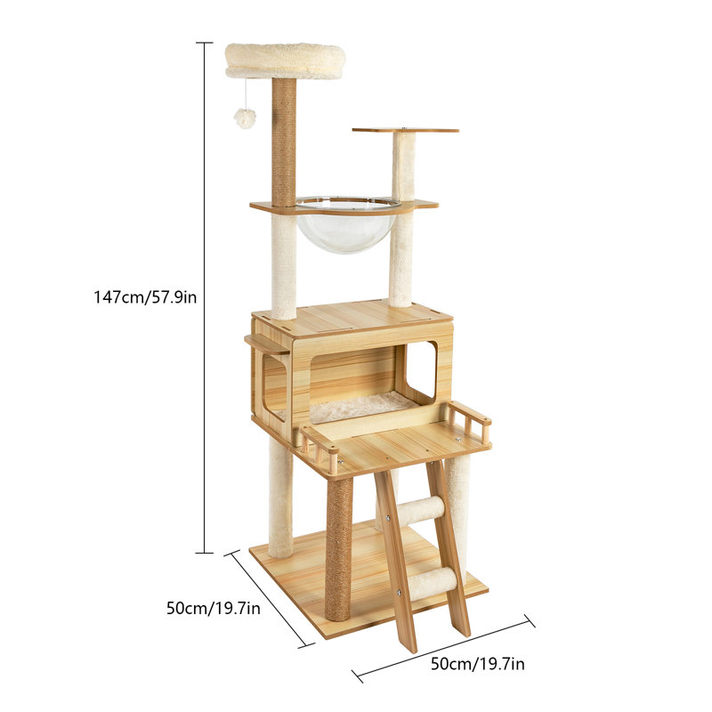 Esmildo 57.9'' H Multi-Level Cat Tree for Kitten Cats Pets
