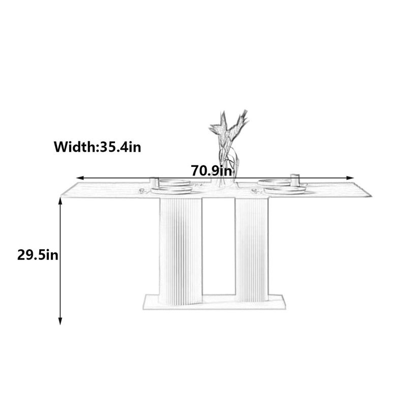 Modern  Rectangular Dining Table, 29.5"H x 70.9"L x 35.4"W