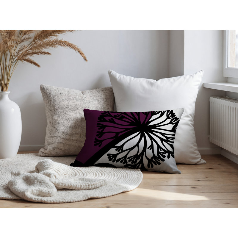Oreiller rectangulaire réversible intérieur / extérieur Aldy, Rectangle H 14 po x l 20 po, Mauve