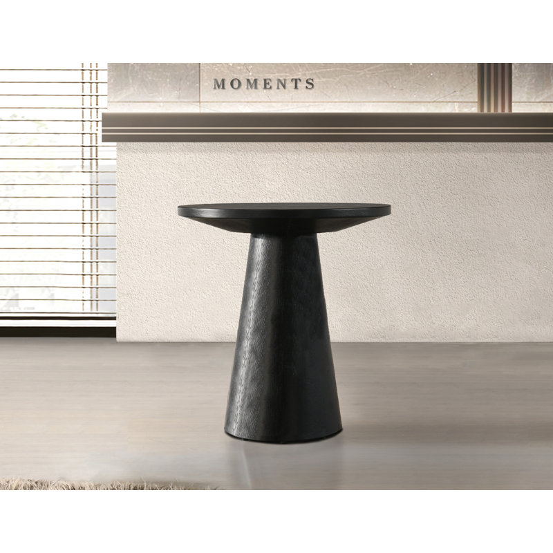 Table de canapé en bois massif Andreacchio, Noir mat