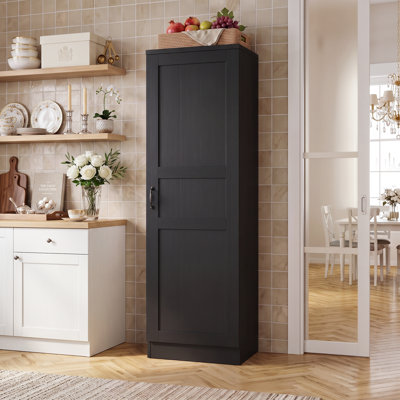 Farmhouse Kitchen Pantry, Narrow Tall Cabinet with Door and Adjustable Shelves