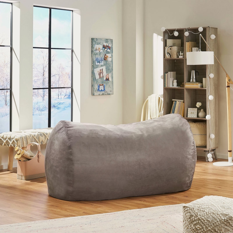 Pouf cylindrique en suède de microfibre 6,5 pi, Suède gris