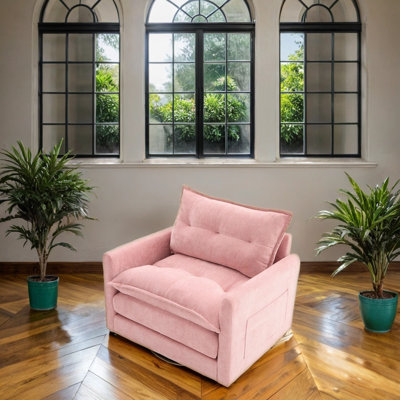 Fauteuil demi-tonneau pivotant de style Mid-Century - Revêtement moelleux en chenille et rotation à 360 ° (capacité de 300 lb, siège en mousse viscoélastique)
