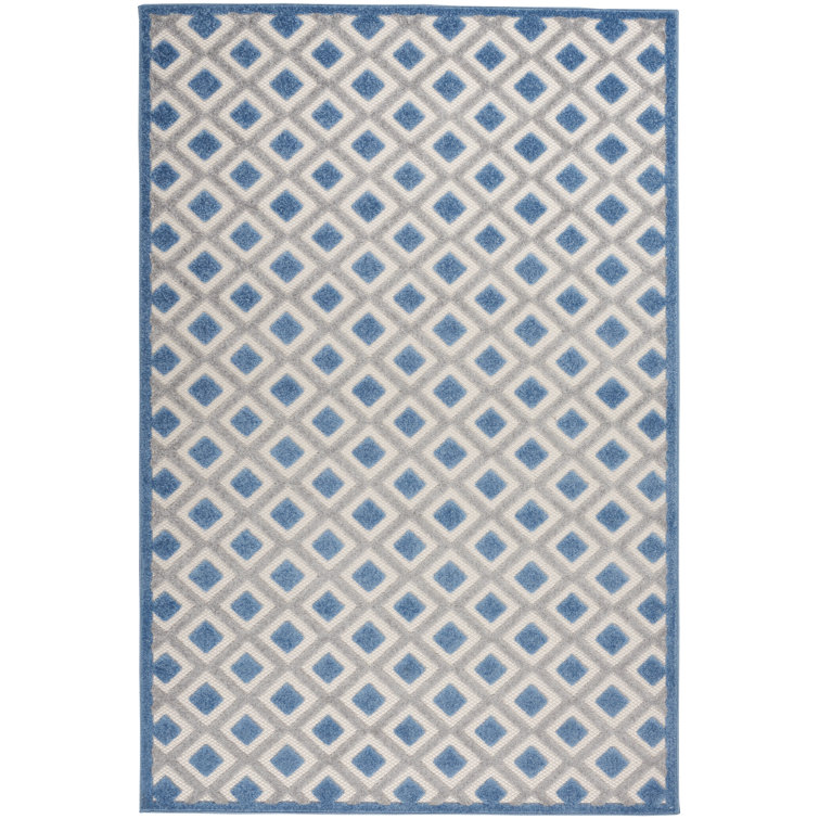 Amamda Geometric Blue/Gray Indoor/Outdoor Area Rug