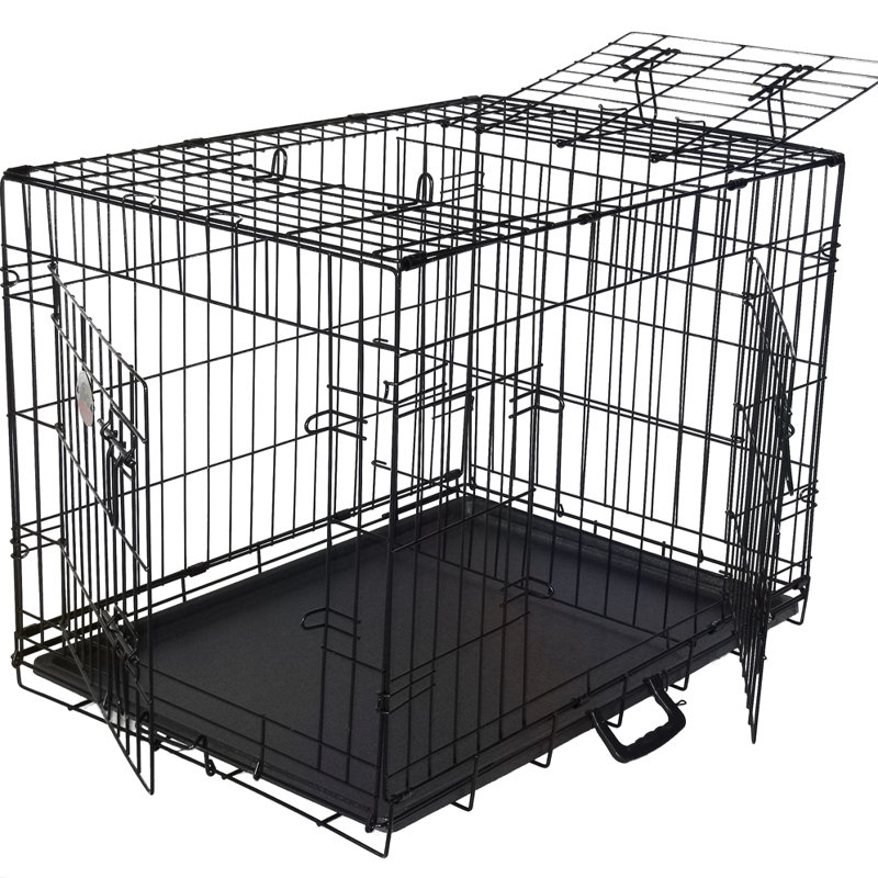 Metal Collapsible Pet Crate with 3 Doors, Large (30" H x 28" W x 42" D)