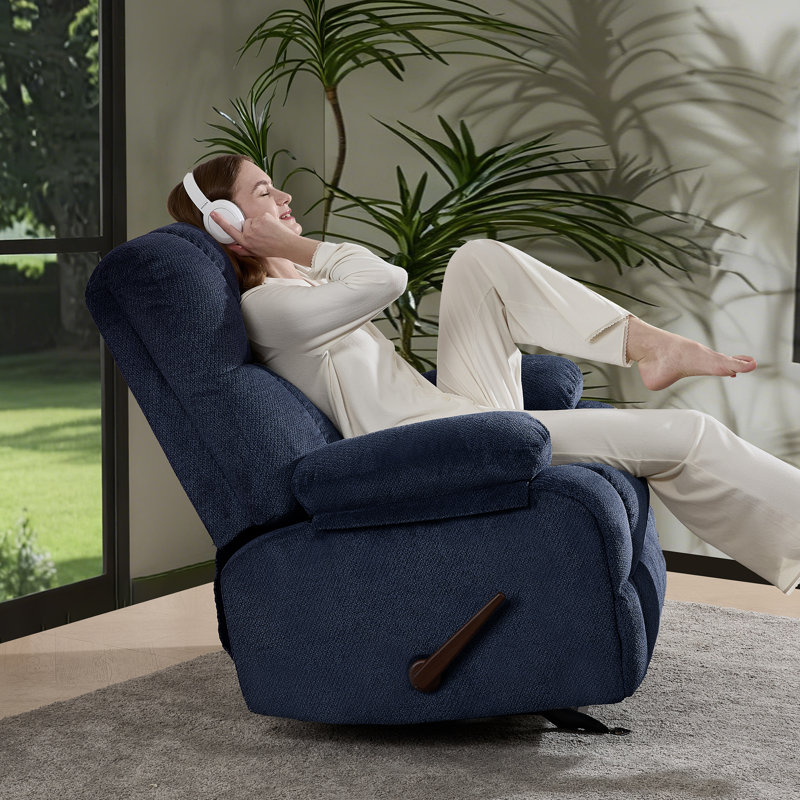Fauteuil inclinable manuel oscillant de 36 po de large Cocalico, Polyester bleu