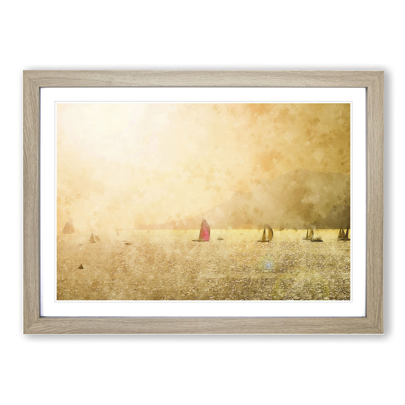 Sailing Boats - Picture Frame Graphic Art, Oak Framed, 27cm H x 36cm W x 2cm D