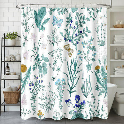 Rideau de douche imperméable à motif floral bleu, 72,1 x 72,1 pouces, avec 12 crochets. Rideau anti-moisissure spécifique à la salle de bain.