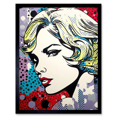 Sagatov Bond Girl Comic Style Purple Blue Red Polka Dot Portrait - Single Picture Frame Print