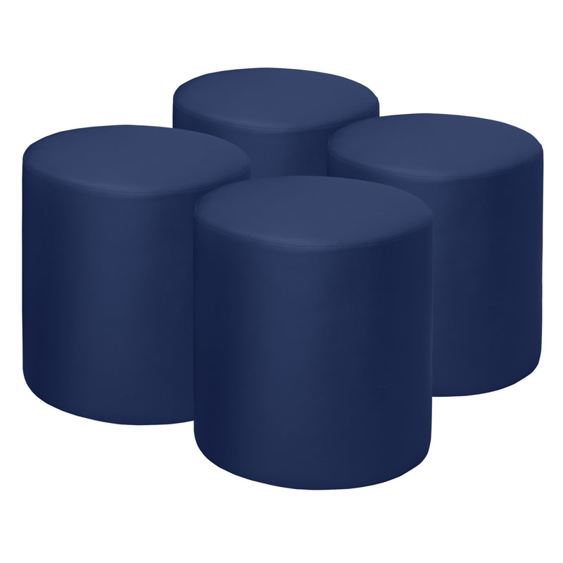 Regency Logan Round Stool Ottoman, Navy Blue