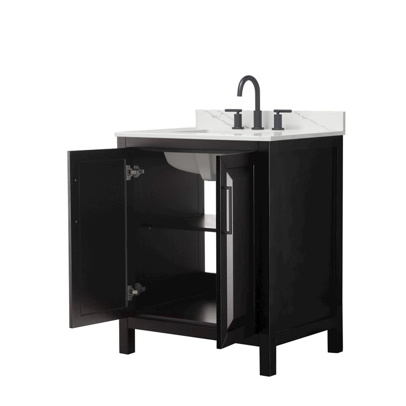 Daria 30'' W Vanity, Matte Black, Brown, White Quartz