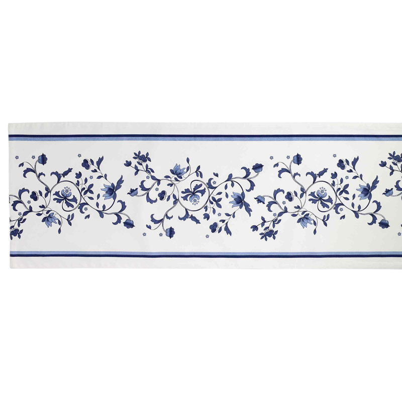 Portofino Blue Floral Cotton Polyester Table Runner