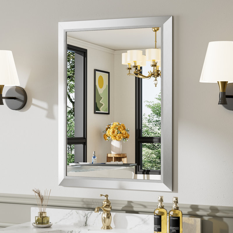 Miroirs de salle de bain modernes et contemporains en métal biseauté rectangulaire / carré avec verre trempé HD