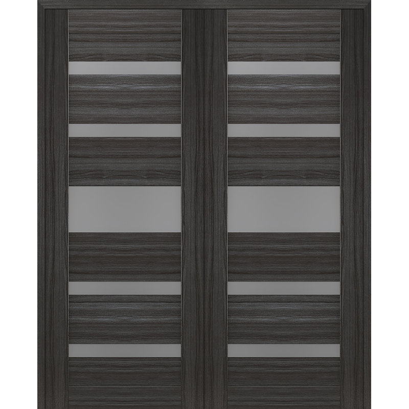 Porte française Gina, Chêne gris, 47,75 po x 95,24 po, Réversible