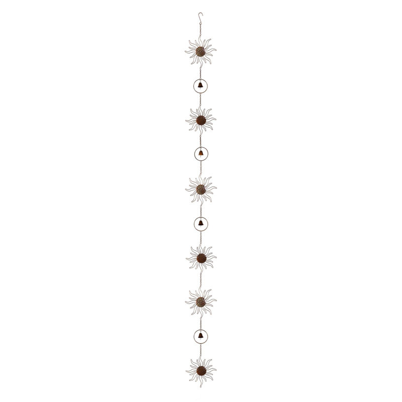 Chaîne de pluie Harvest Blossom, métal, tournesol bronze, 96 po