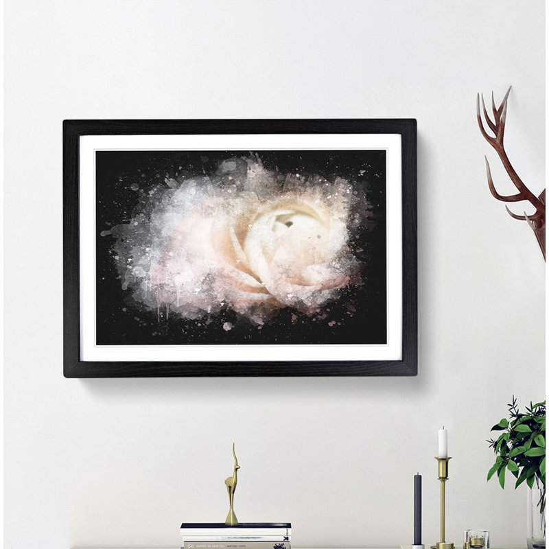 Pink Ranunculus Flower - Picture Frame Graphic Art Print, Black Framed, 45cm H x 63cm W x 2cm D