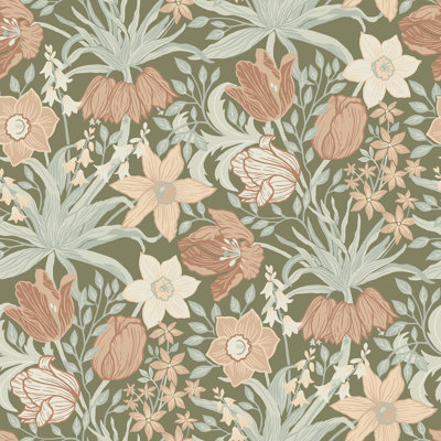 Non-Pasted,Unpasted Floral Wallpaper